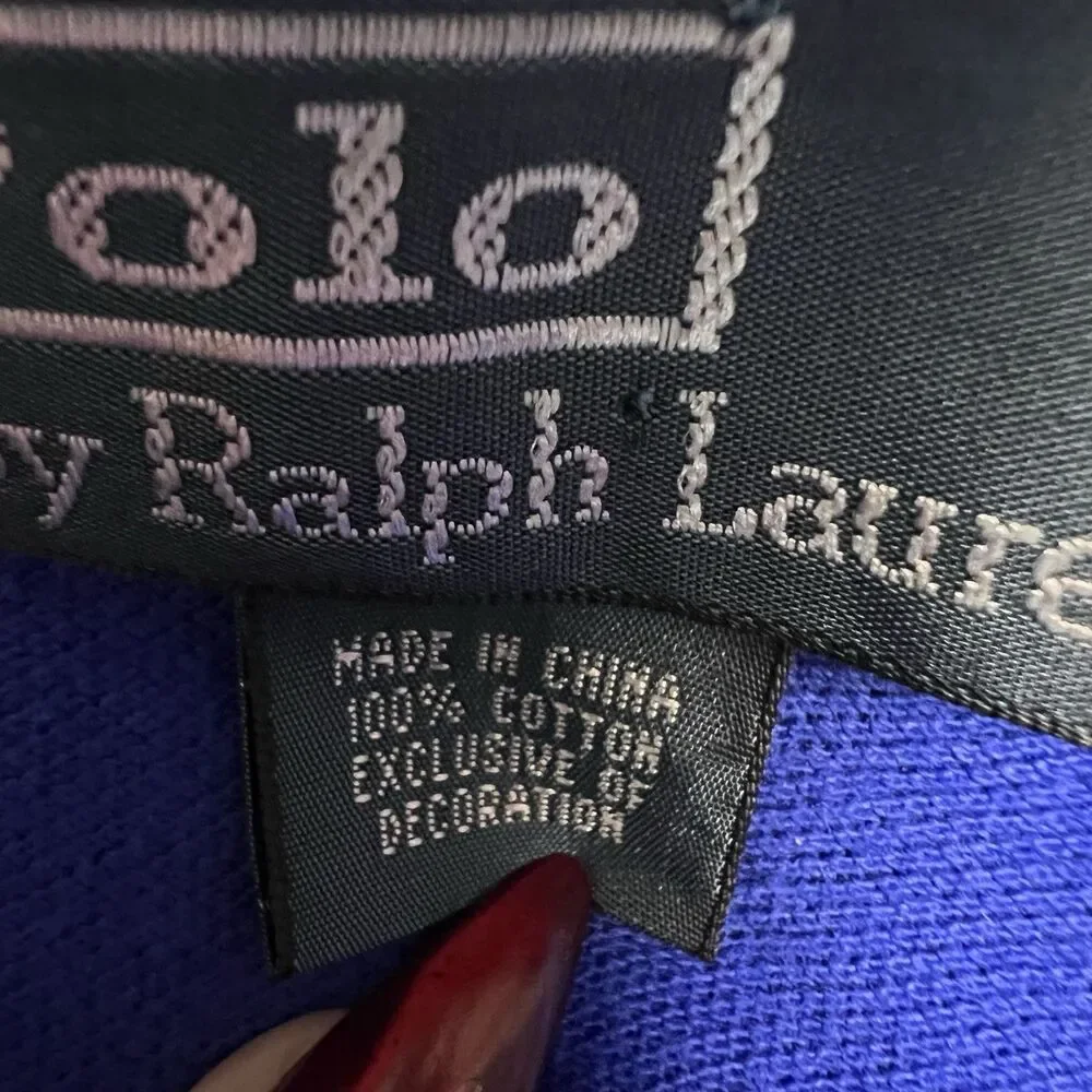 VTG Polo Ralph Lauren Men’s 2XB Blue Spellout Big Pony #3 Short‎ Sleeve 90s USA